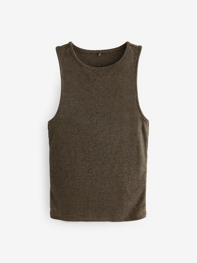 Green Ribbed High Neck Vest - Image 2 of 2