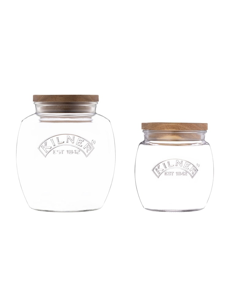 Kilner Clear 2.5L & 0.85L Universal Jars & Acacia Lid - Image 4 of 4
