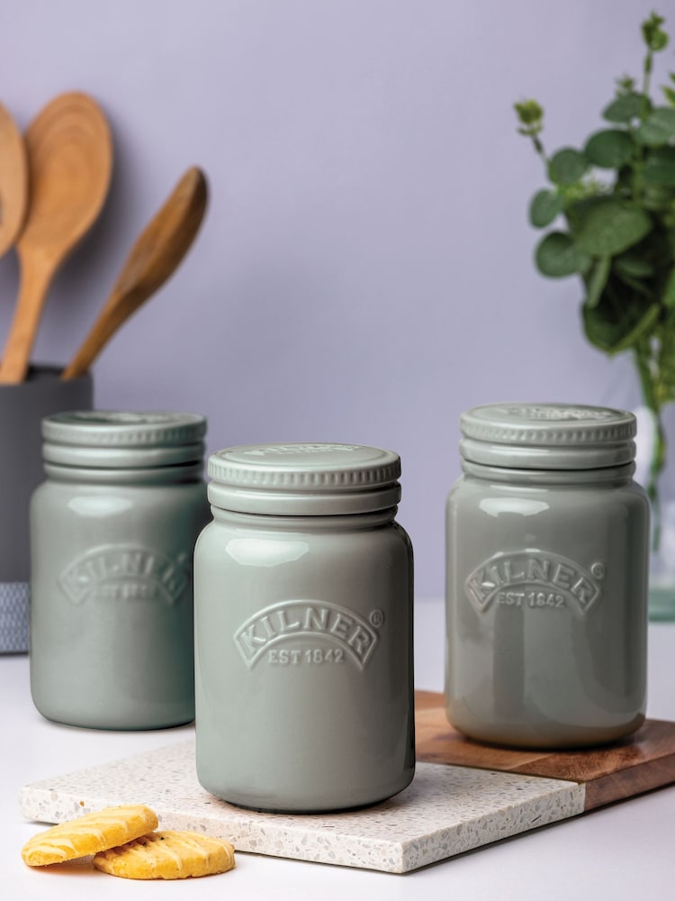 Kilner Morning Mist Morning Mist Storage Jars Set Of 3 - Image 1 of 2