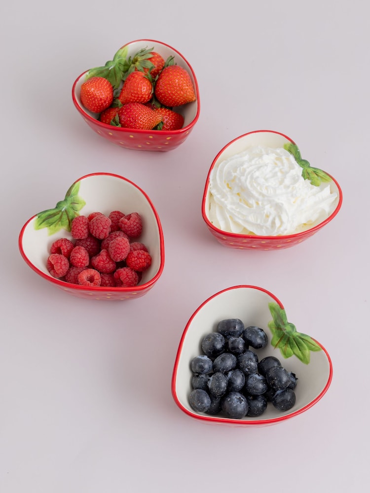 Typhoon Set of 4 Red Strawberry Bowls - Image 2 of 6