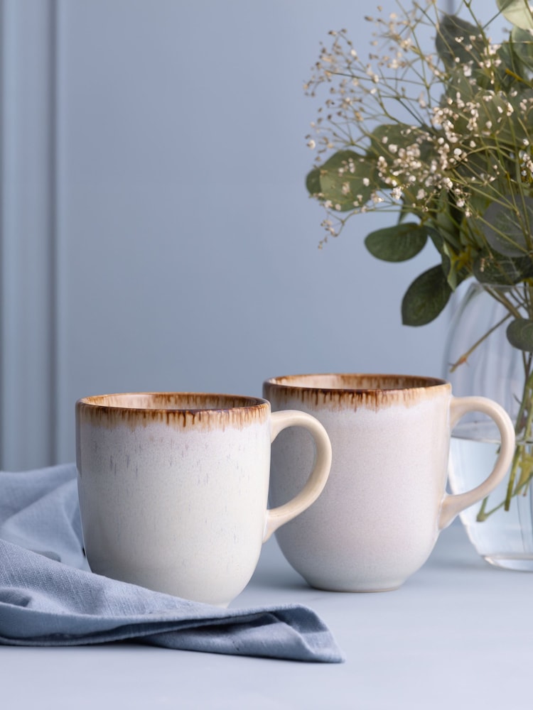 Mason Cash Cream Set of 4 Reactive Mugs - Image 1 of 2