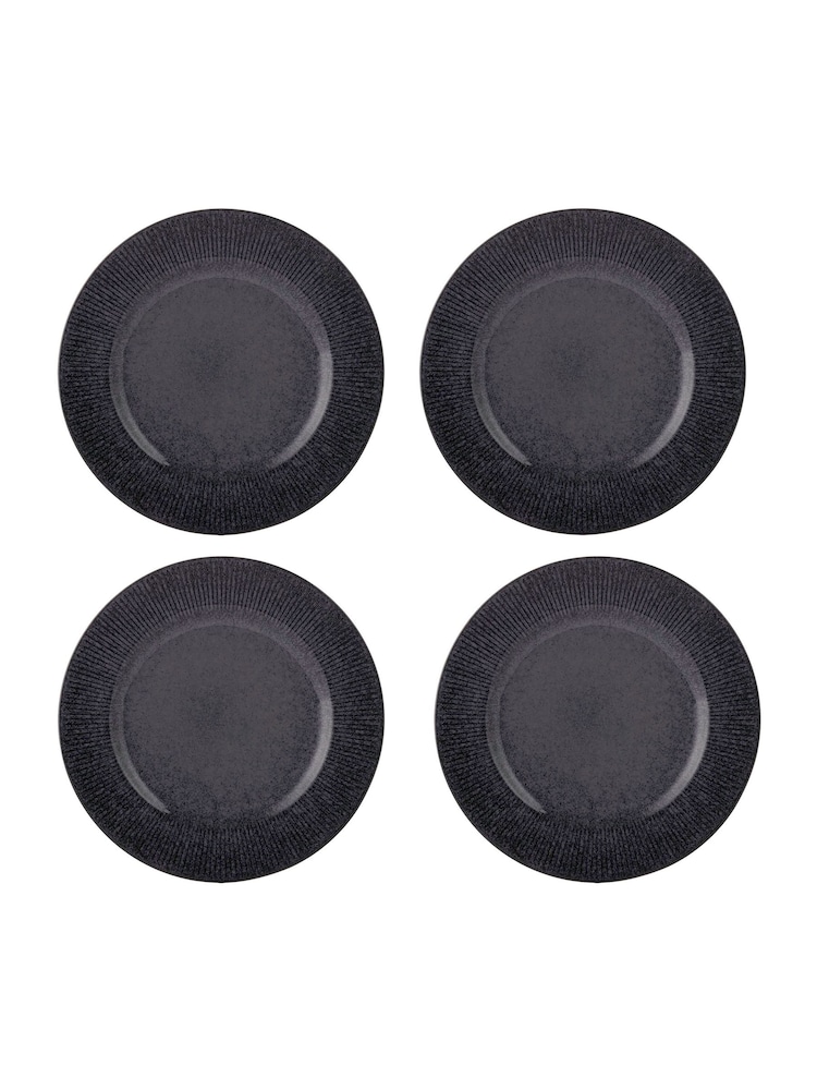 Mason Cash Black Reactive Linear Dinner 27cm Plates Set of 4 - Image 1 of 3 Mason Cash Black Reactive Linear Dinner 27cm Plates Set of 4 - Image 1 of 3