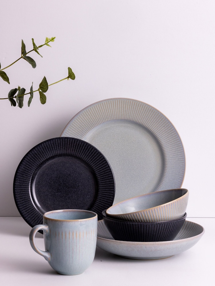 Mason Cash Grey Set of 4 Reactive Linear Pasta Bowls - Image 4 of 4