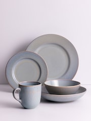 Mason Cash Grey Reactive Linear Dinner 27cm Plates Set of 4 - Image 2 of 3