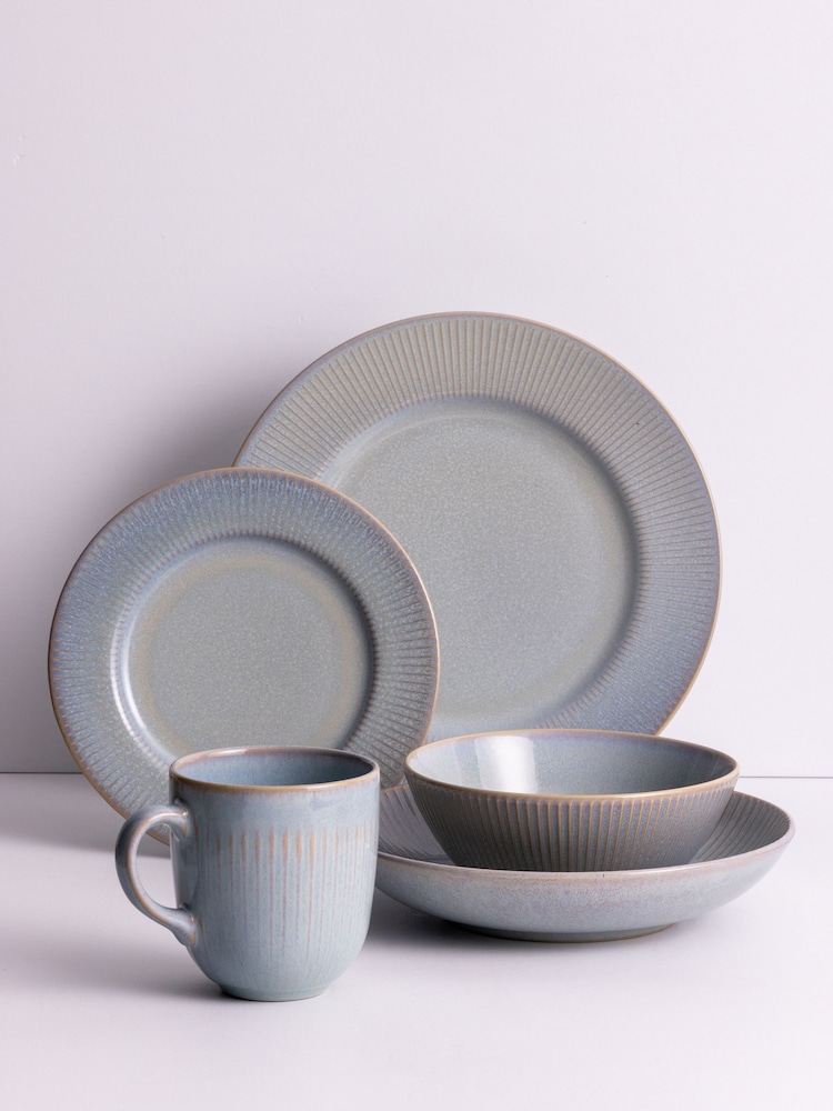Mason Cash Grey Reactive Linear Dinner 27cm Plates Set of 4 - Image 2 of 3