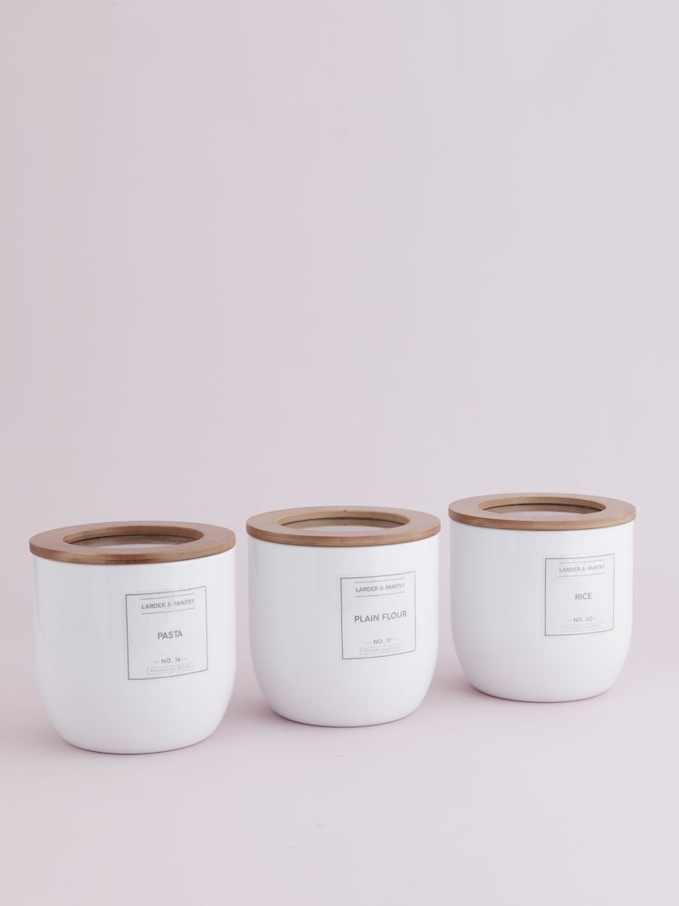 Typhoon White Set of 3 Large Eden Storage Cannisters - Image 1 of 5