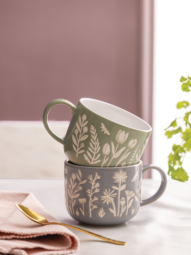 Mason Cash Blue/Green Set of 4 Mugs - Image 1 of 3 Mason Cash Blue/Green Set of 4 Mugs - Image 1 of 3