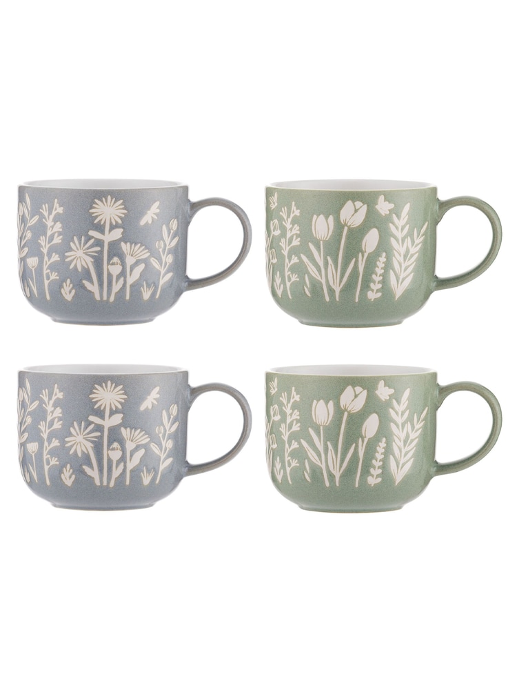 Mason Cash Blue/Green Set of 4 Mugs - Image 3 of 3 Mason Cash Blue/Green Set of 4 Mugs - Image 3 of 3