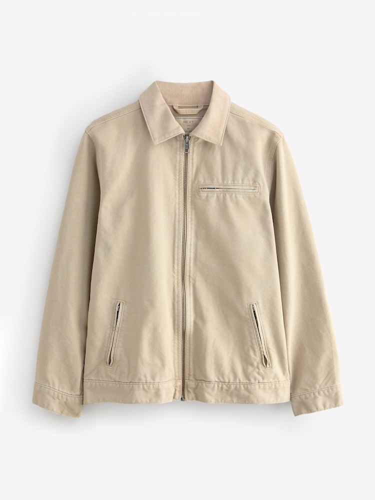 Stone Canvas Worker Jacket with Corduroy Collar - Image 7 of 11
