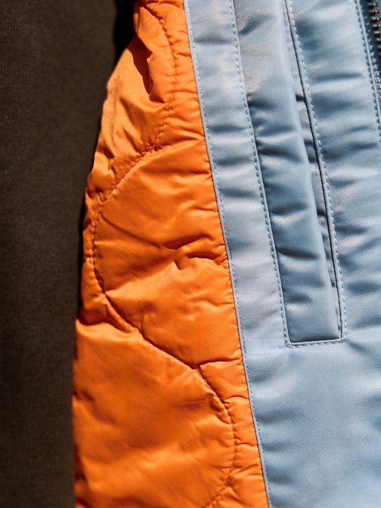 Blau - EDIT Quilted Collar Bomber Jacket - Bild 7 von 7