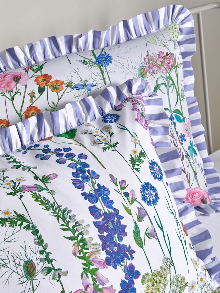 Lucy Tiffney Lilac Foxglove Ruffle 180 Thread Count Pillowcase Set of 2 - Image 2 of 6