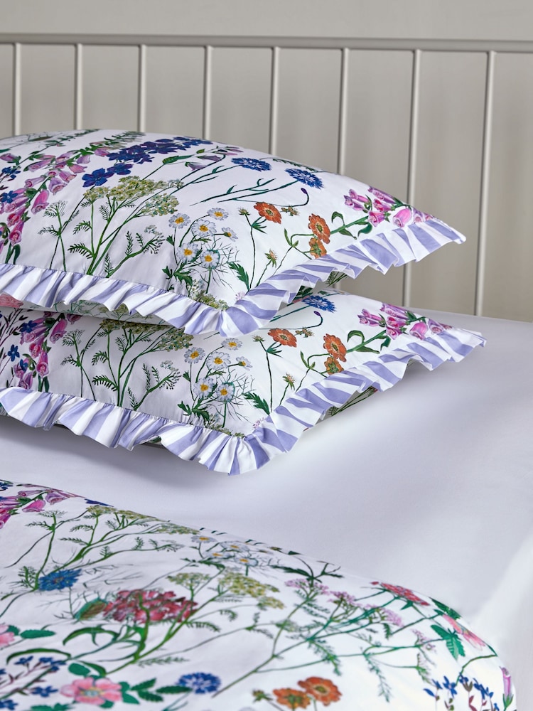 Lucy Tiffney Lilac Foxglove Ruffle 180 Thread Count Pillowcase Set of 2 - Image 3 of 6