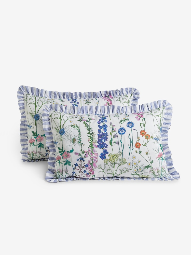 Lucy Tiffney Lilac Foxglove Ruffle 180 Thread Count Pillowcase Set of 2 - Image 4 of 6