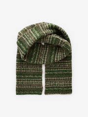 Green Fairisle Pattern Stripe Knitted Scarf with Wool - Image 3 of 5
