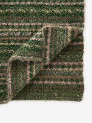 Green Fairisle Pattern Stripe Knitted Scarf with Wool - Image 4 of 5