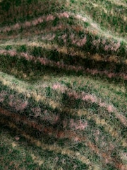 Green Fairisle Pattern Stripe Knitted Scarf with Wool - Image 5 of 5