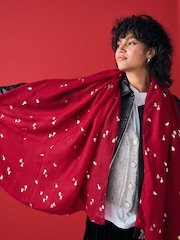 Red Christmas Tree Lightweight Scarf - Image 5 of 9