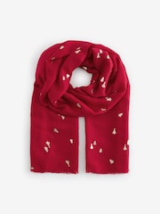 Red Christmas Tree Lightweight Scarf - Image 7 of 9