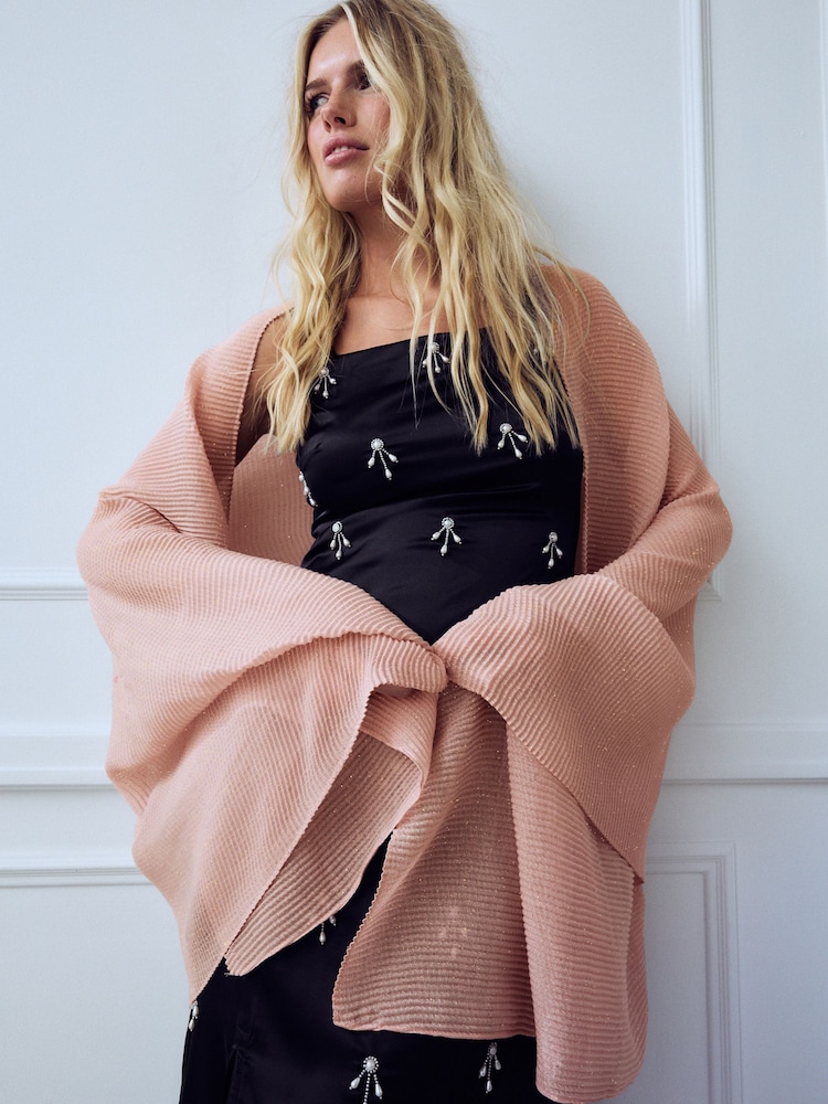 Plissé Rose Gold Lightweight Scarf - Image 1 of 9
