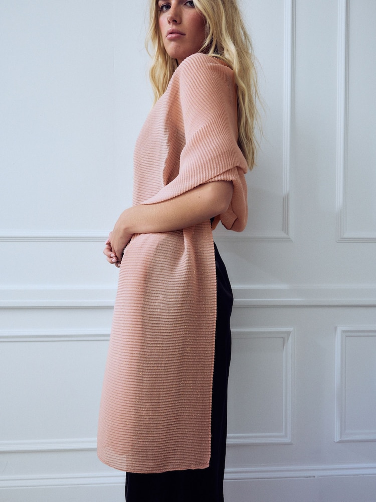 Plissé Rose Gold Lightweight Scarf - Image 3 of 9
