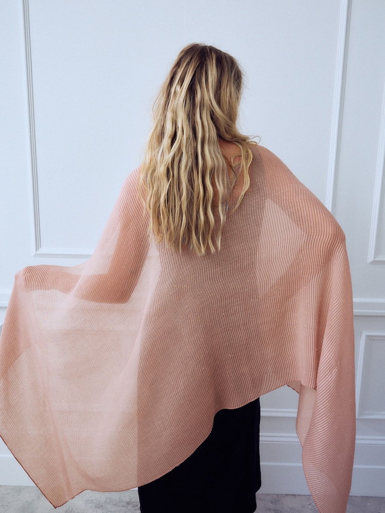 Plissé Rose Gold Lightweight Scarf - Image 5 of 9