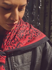 Red Leopard Square Lightweight Scarf - Image 5 of 8