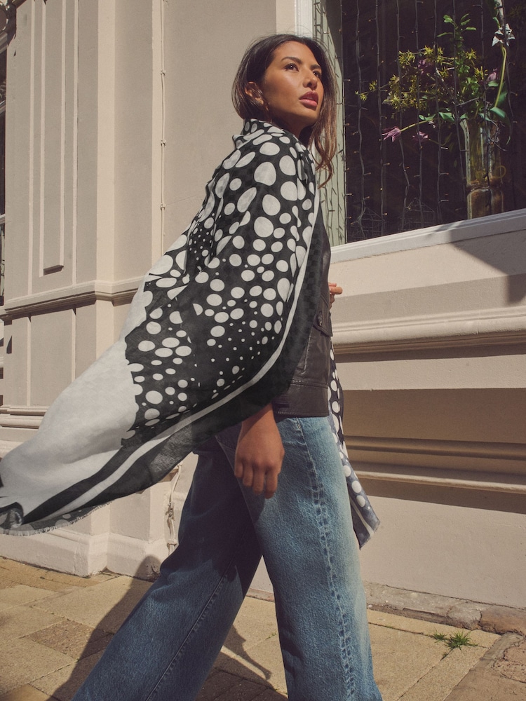 Black/White Lightweight Scarf - Image 1 of 10