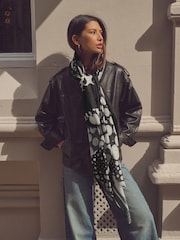 Black/White Lightweight Scarf - Image 2 of 10