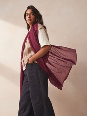 Foil Plissé Burgundy Red Lightweight Scarf - Image 2 of 5