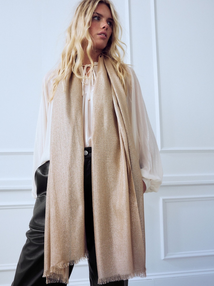 Gold Sparkle Lightweight Scarf - Image 1 of 8