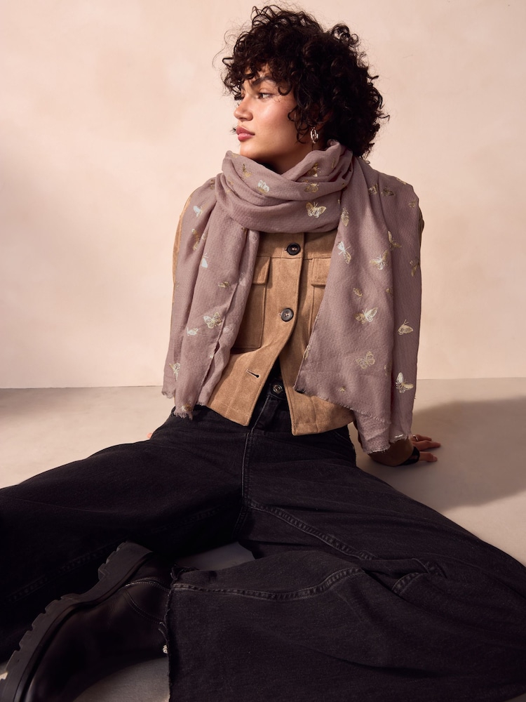 Rose Pink Butterfly Lightweight Scarf - Image 1 of 6