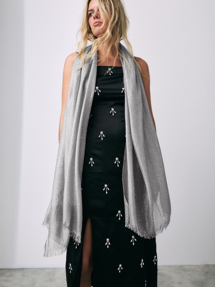 Silver Sparkle Lightweight Scarf - Image 2 of 8 Silver Sparkle Lightweight Scarf - Image 2 of 8