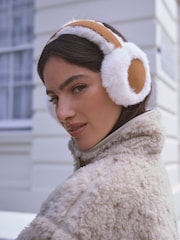 Tan Brown Shearling Leather Earmuffs - Image 1 of 9
