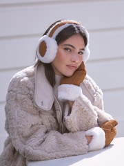Tan Brown Shearling Leather Earmuffs - Image 2 of 9