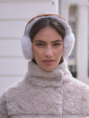 Tan Brown Shearling Leather Earmuffs - Image 3 of 9