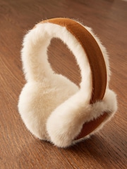 Tan Brown Shearling Leather Earmuffs - Image 6 of 9