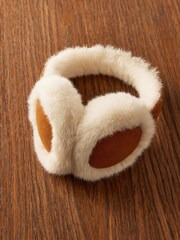 Tan Brown Shearling Leather Earmuffs - Image 7 of 9