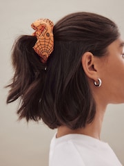 Orange/Black Spider Web Halloween Scrunchie 2 Pack - Image 1 of 6