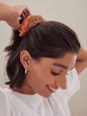Orange/Black Spider Web Halloween Scrunchie 2 Pack - Image 3 of 6