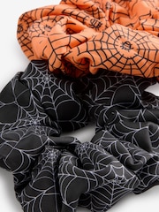 Orange/Black Spider Web Halloween Scrunchie 2 Pack - Image 5 of 6