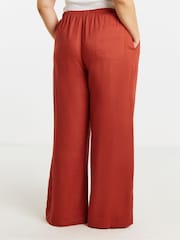 Simply Be Orange Crinkle Wide Leg Trousers - Image 2 of 4