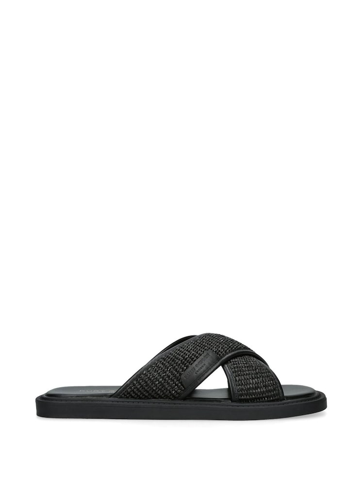 Kurt Geiger London Owen Raffia Black Sandals - Image 1 of 4