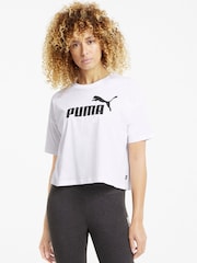 Puma White Womens Essentials Logo Cropped 100% Cotton T-Shirt - Image 1 of 5