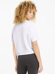 Puma White Womens Essentials Logo Cropped 100% Cotton T-Shirt - Image 2 of 5
