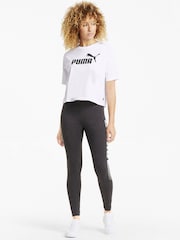 Puma White Womens Essentials Logo Cropped 100% Cotton T-Shirt - Image 3 of 5