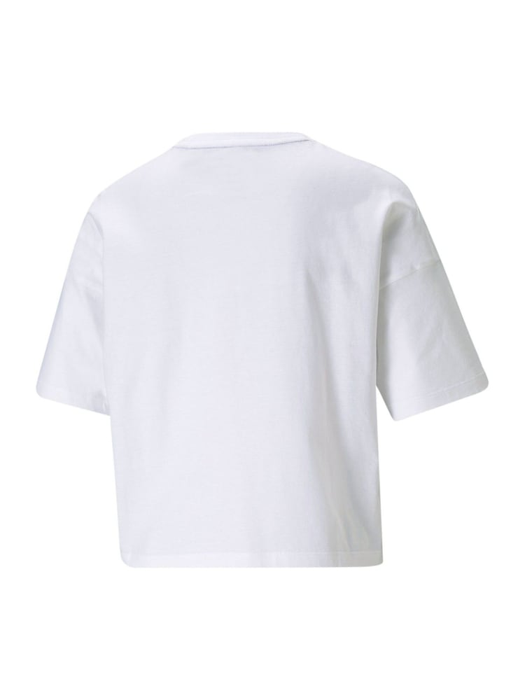Puma White Womens Essentials Logo Cropped 100% Cotton T-Shirt - Image 5 of 5
