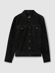 Reiss Black Eden Suede Trucker Jacket - Image 2 of 6