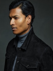 Reiss Black Eden Suede Trucker Jacket - Image 4 of 6