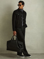 Reiss Black Eden Suede Trucker Jacket - Image 5 of 6