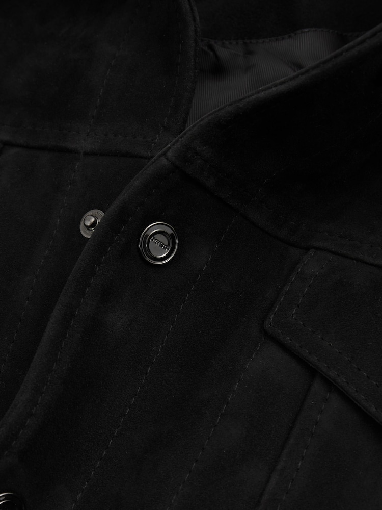 Reiss Black Eden Suede Trucker Jacket - Image 6 of 6